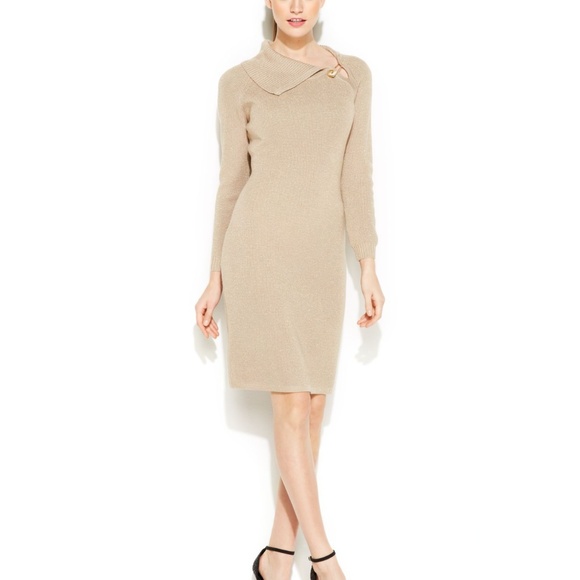 Calvin Klein | Dresses | Calvin Klein Metallic Sweater Dress Ribbed Design  | Poshmark